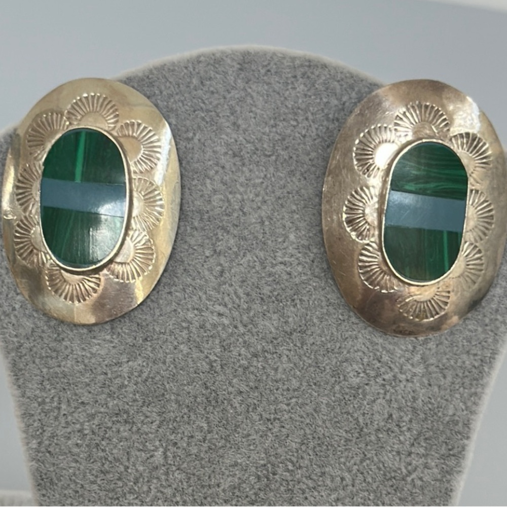 Elegant Silver and Green Earrings